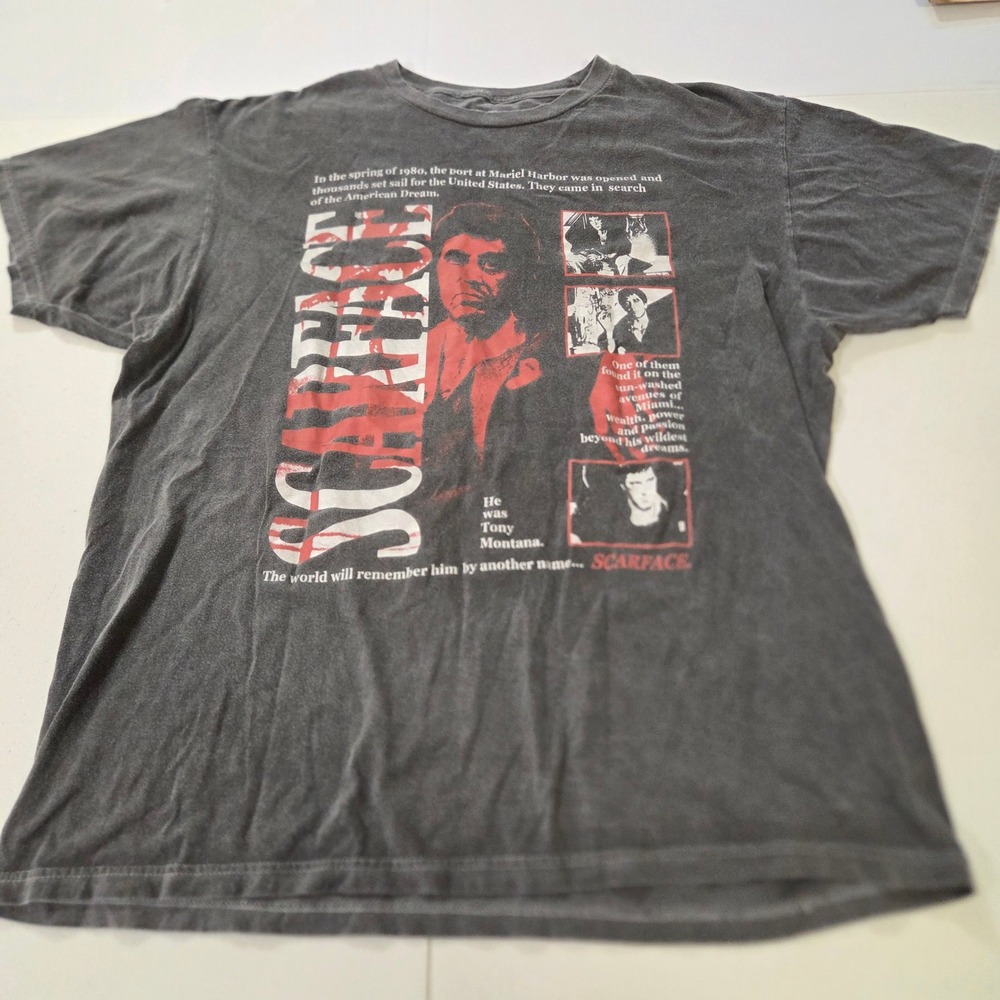 Ripple Junction Scarface Tony Montana Graphic T-Shirt XL Charcoal Gray Movie Tee